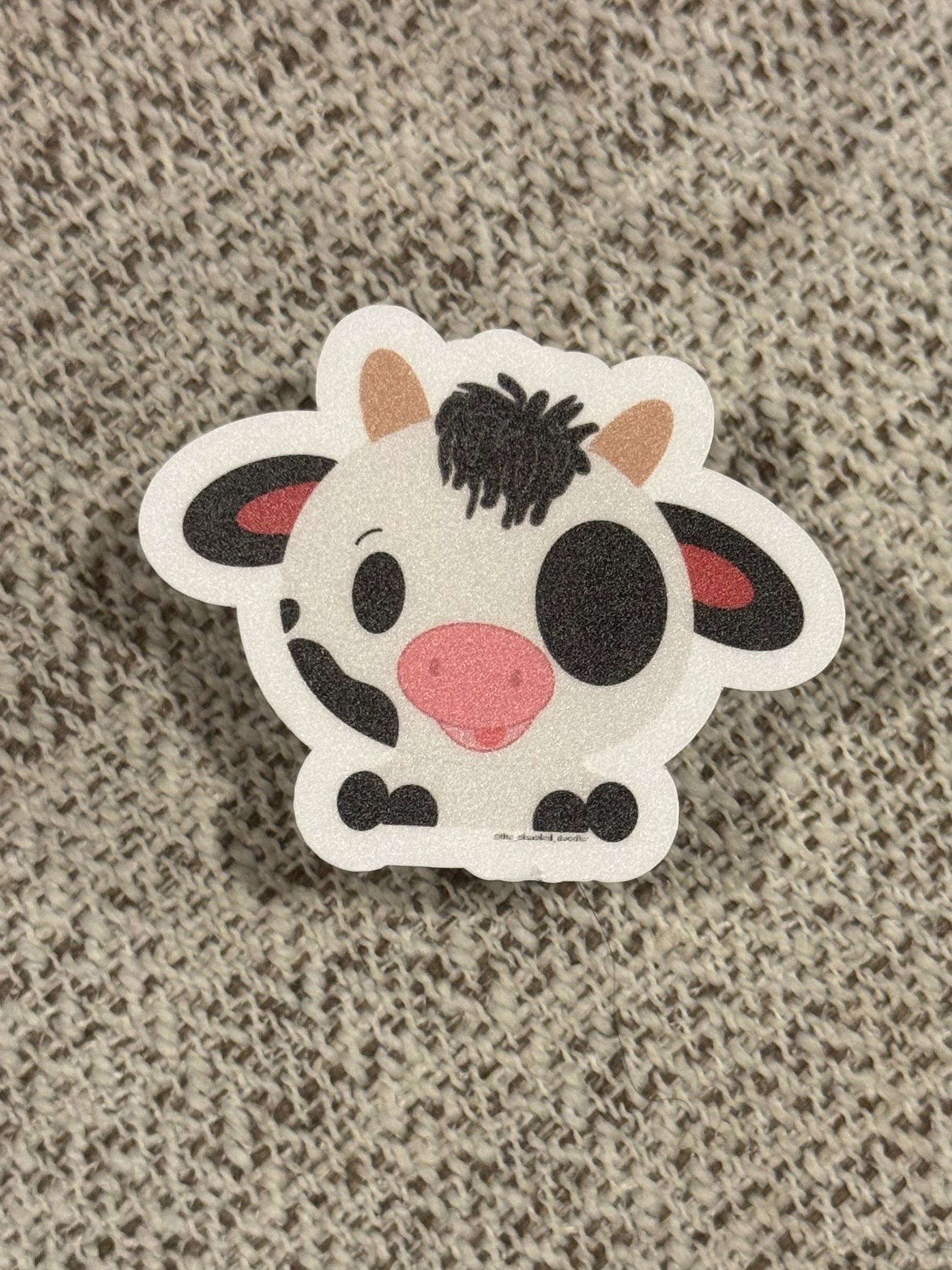Cartoon Cow Black/White Sticker