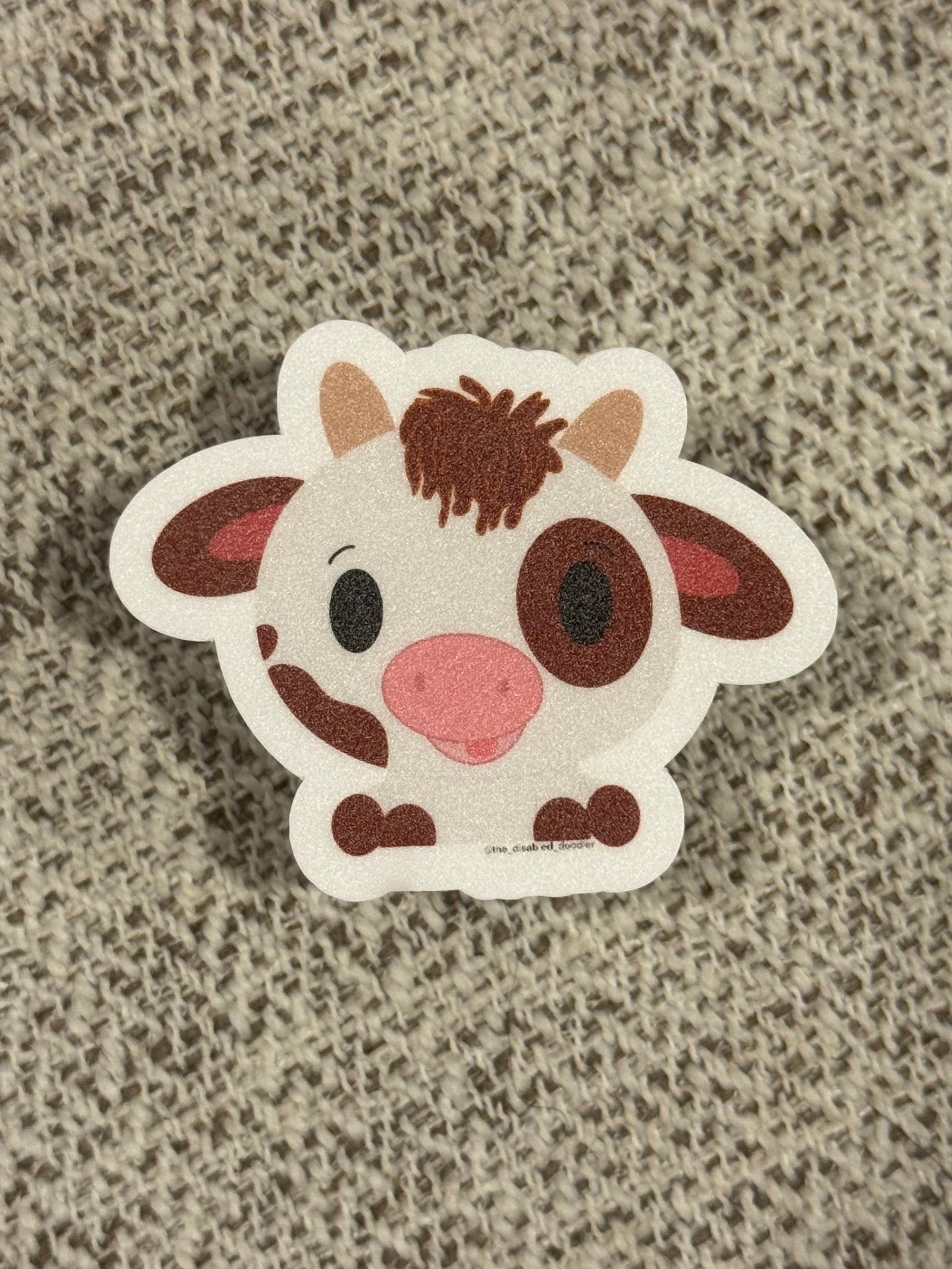 Cartoon Cow Brown/White Sticker