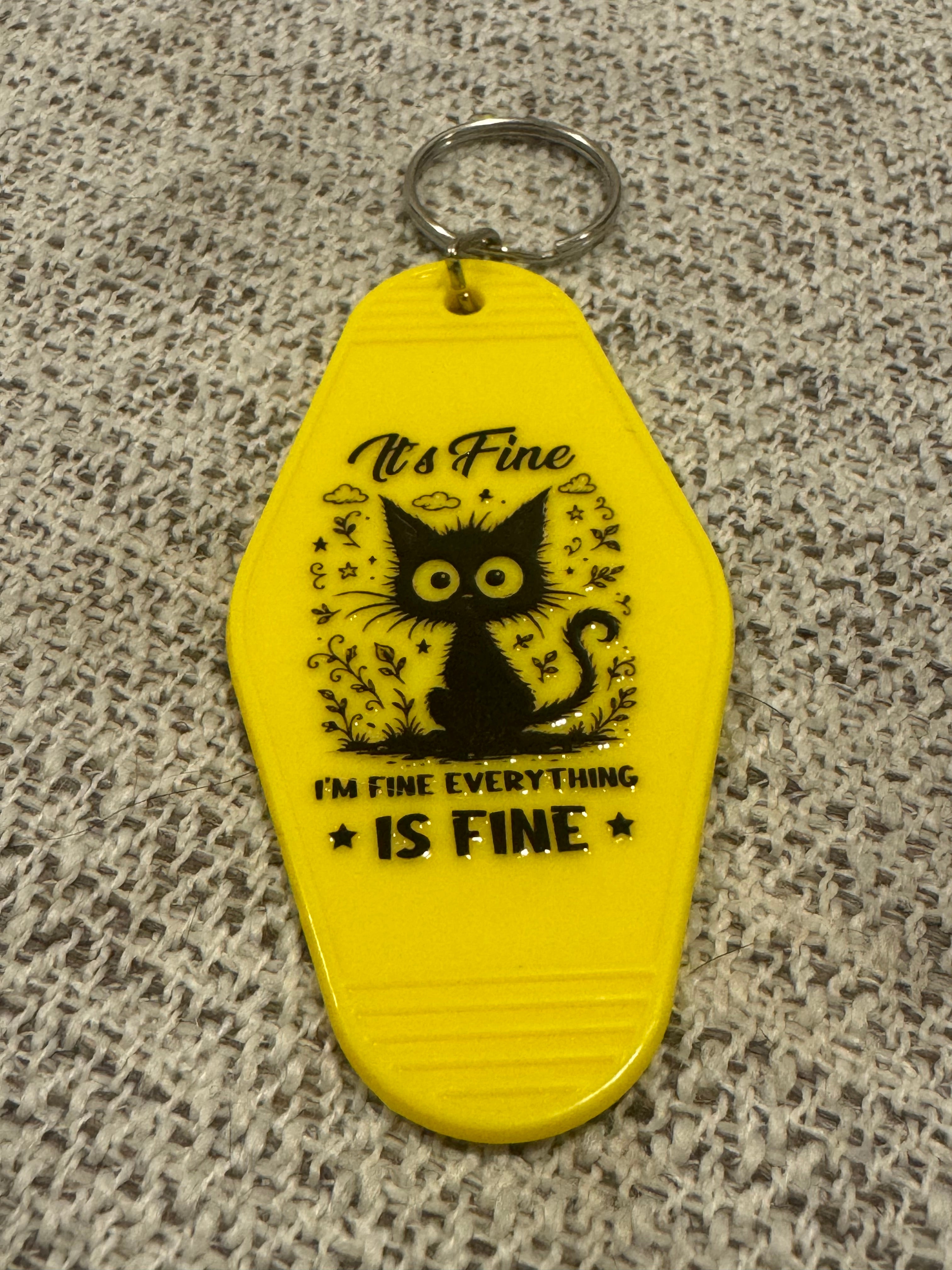 Its Fine Im Fine Everythings Fine (Spazzed Cat) Keychain (Style 1)