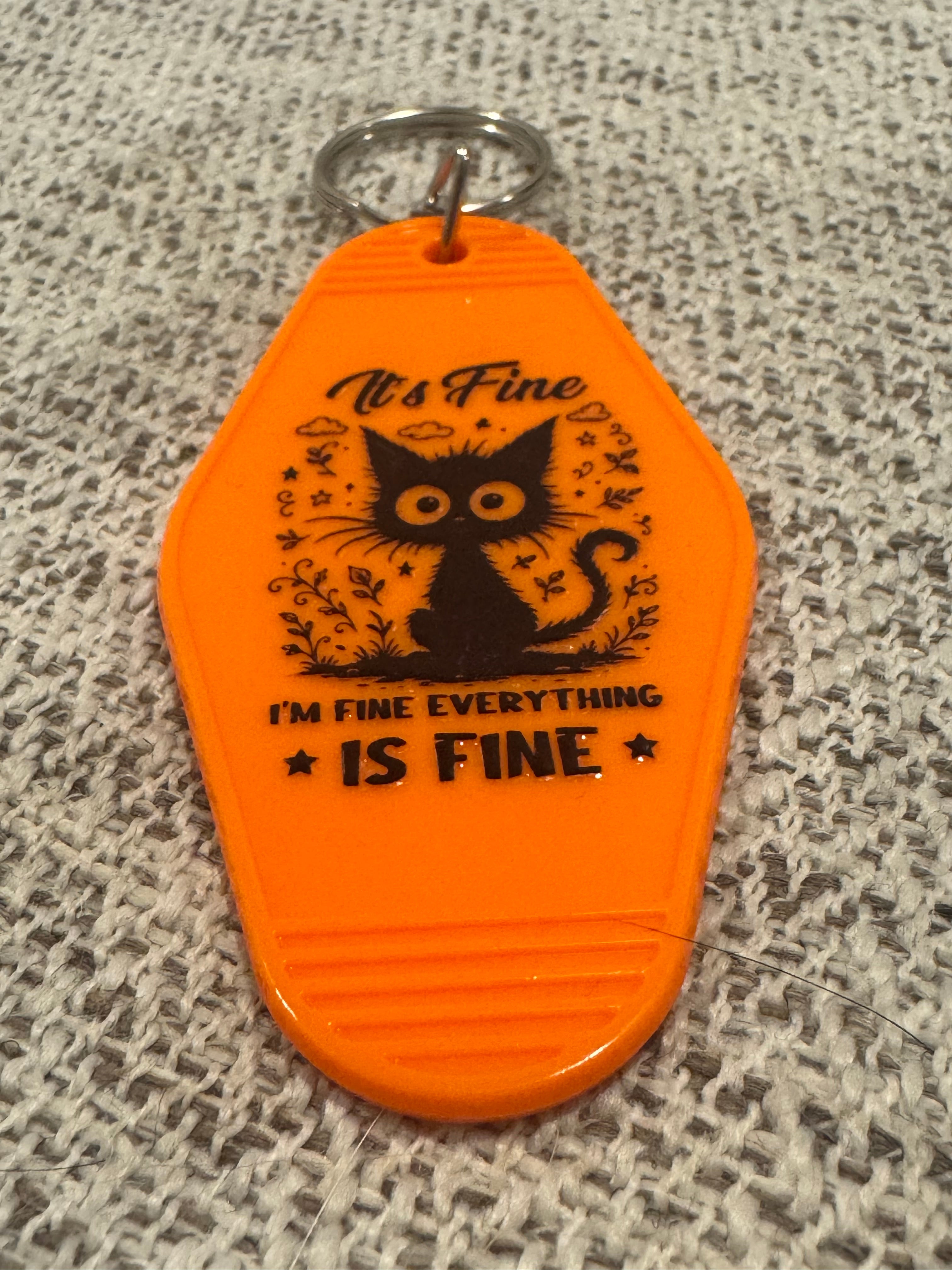Its Fine Im Fine Everythings Fine (Spazzed Cat) Keychain (Style 1)
