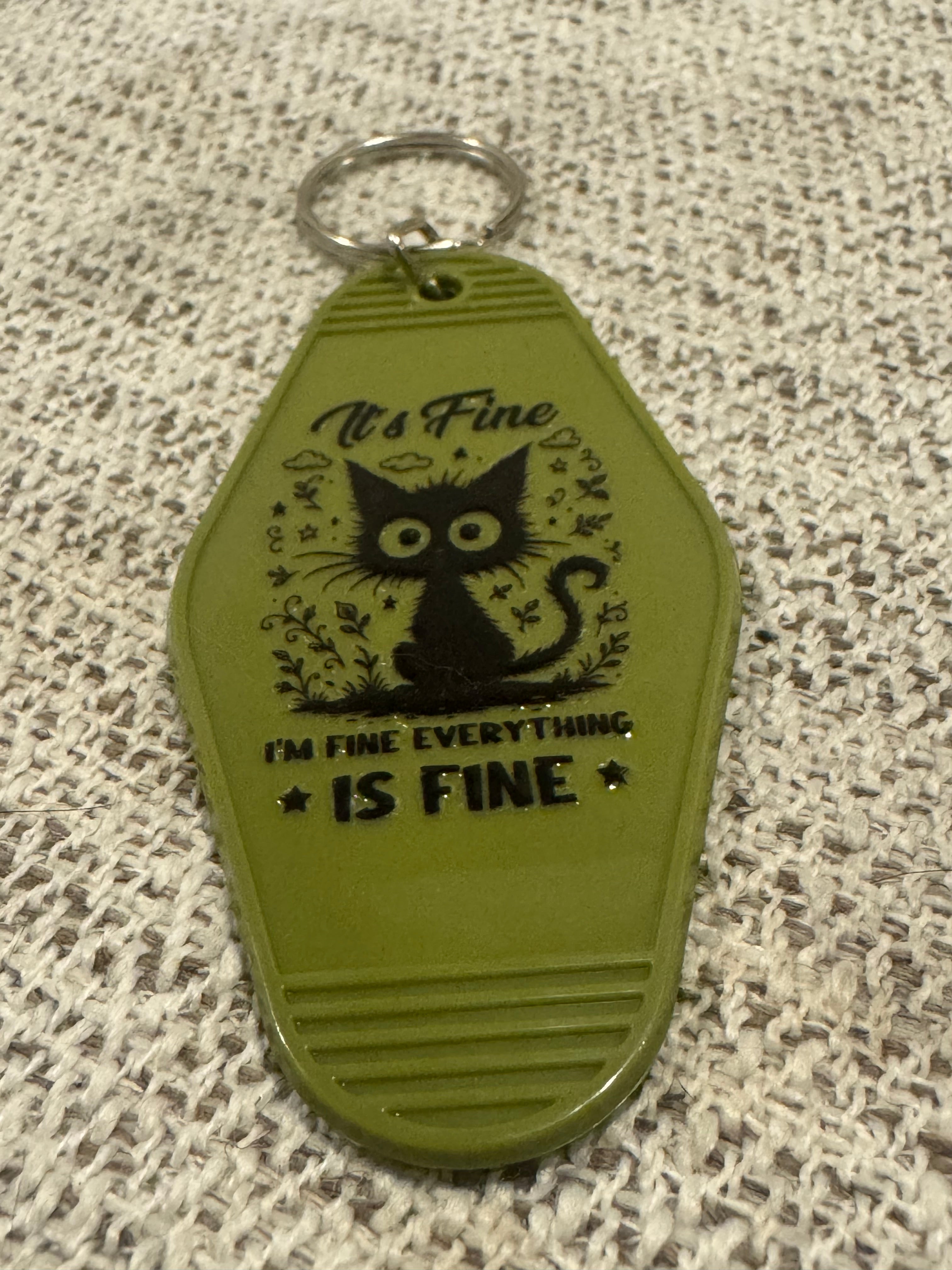 Its Fine Im Fine Everythings Fine (Spazzed Cat) Keychain (Style 1)