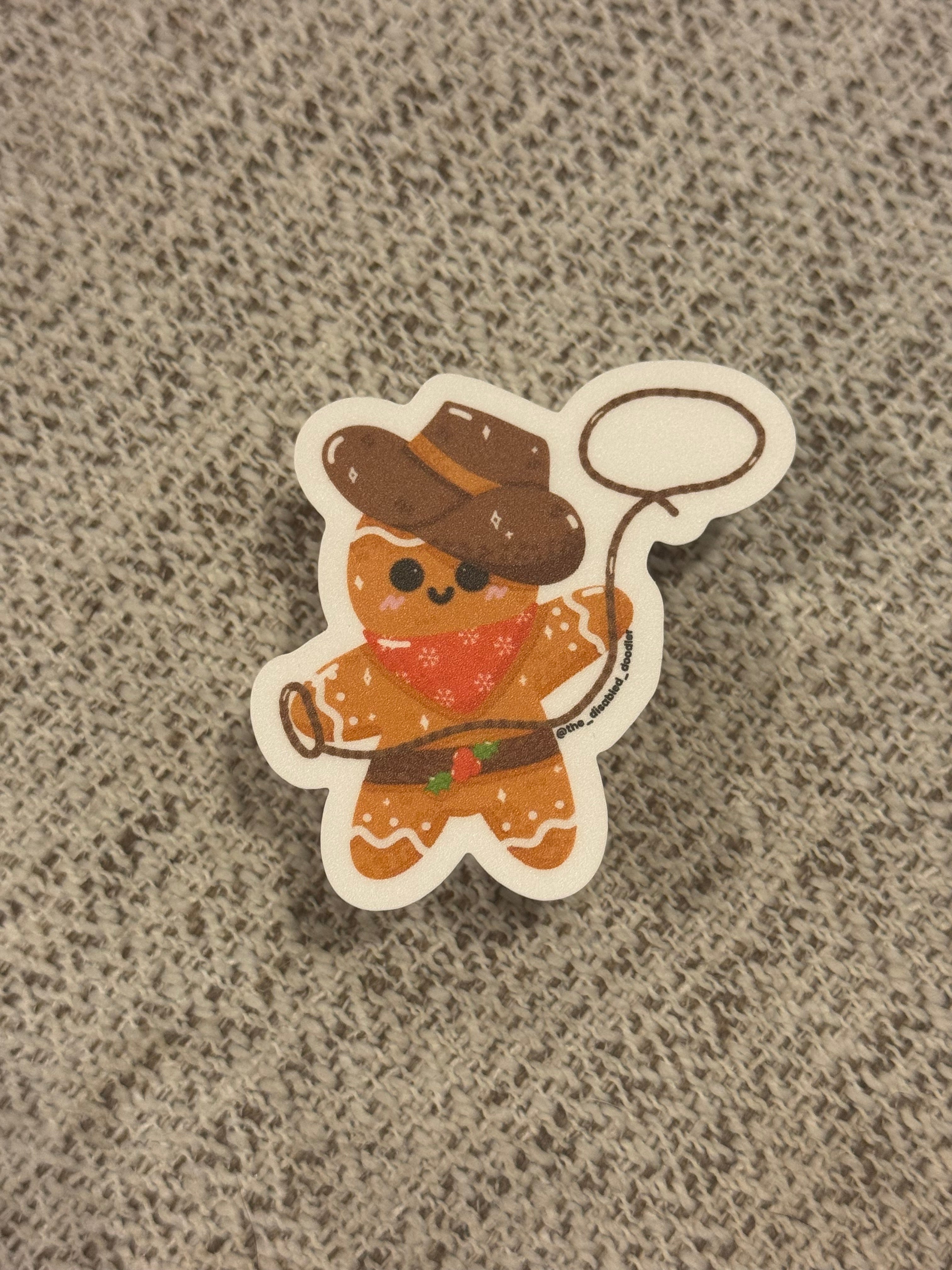 Cowboy Gingerbread Man Sticker