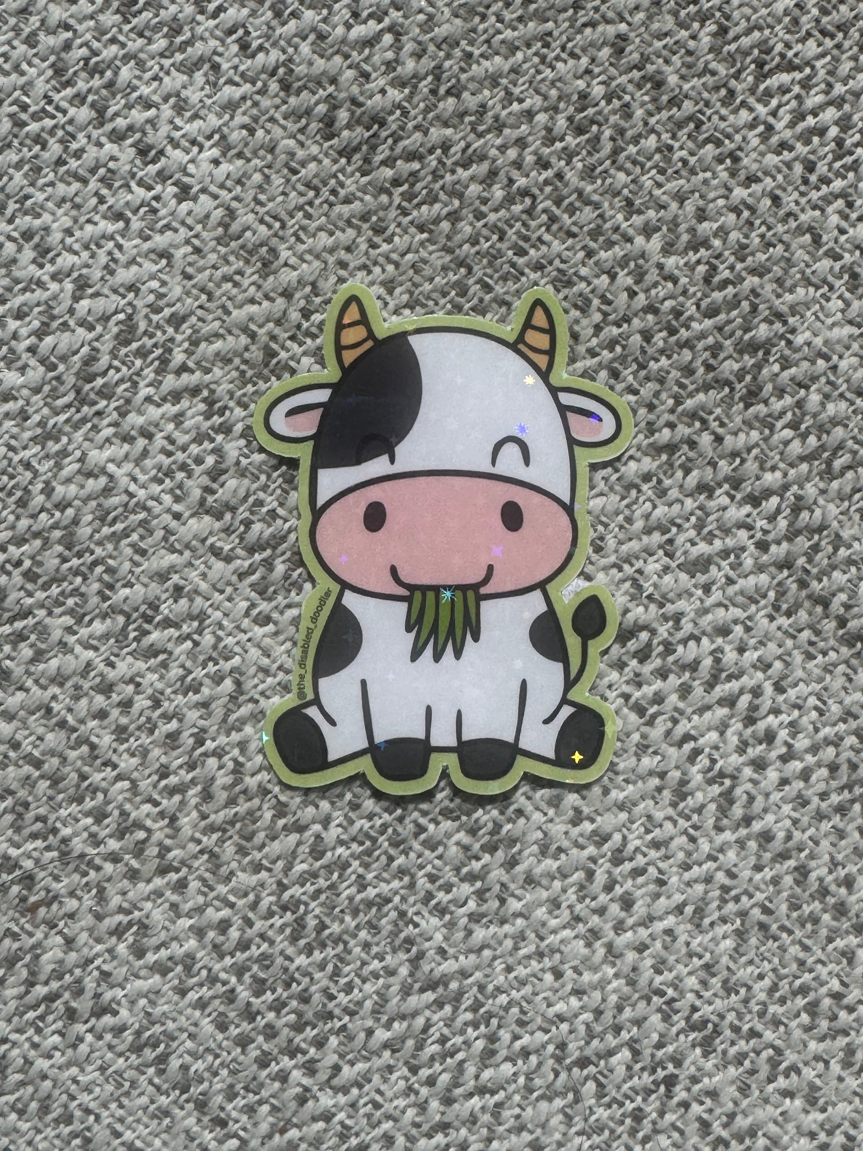 Cow Eating Grass Sticker