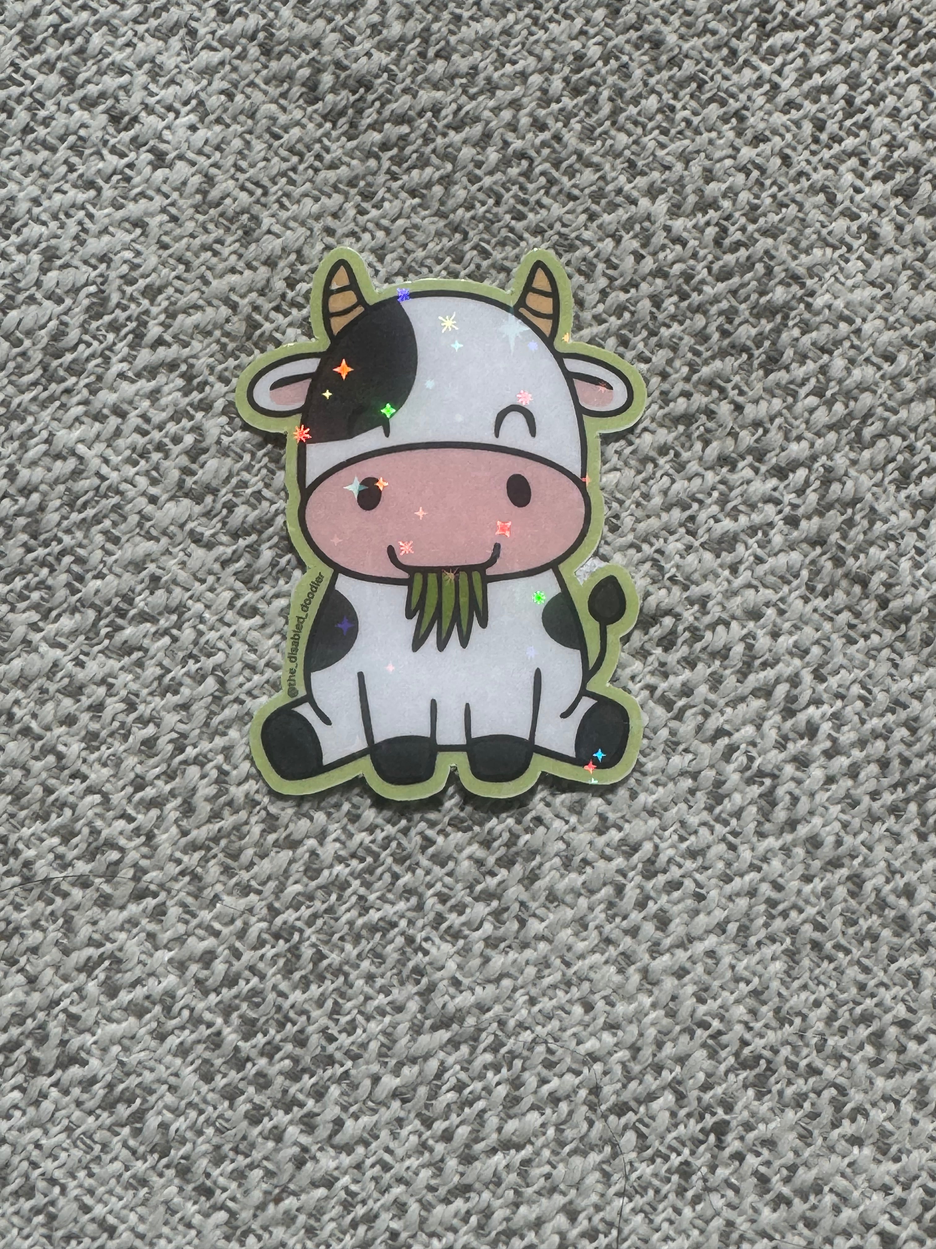 Cow Eating Grass Sticker