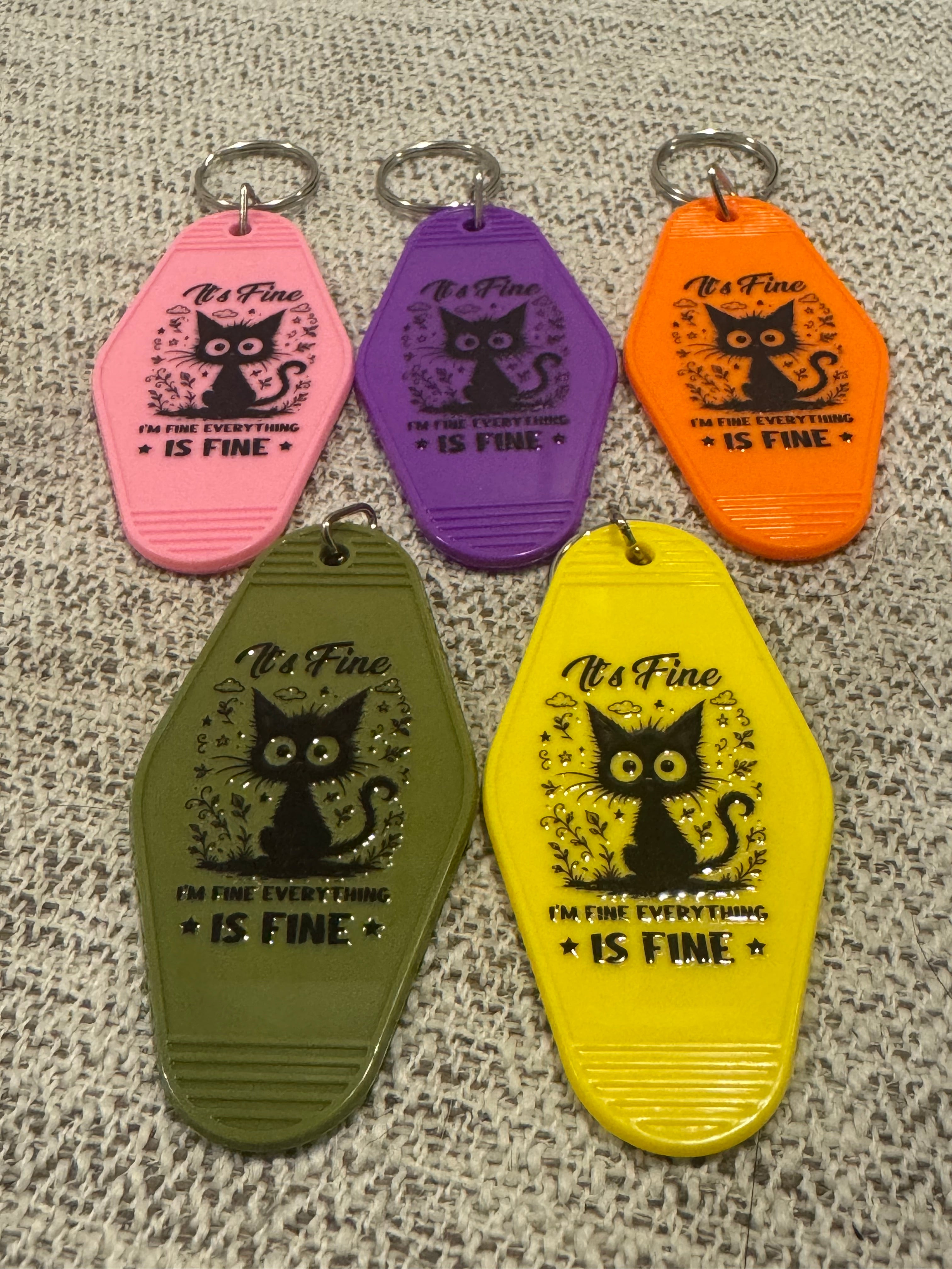 Its Fine Im Fine Everythings Fine (Spazzed Cat) Keychain (Style 1)