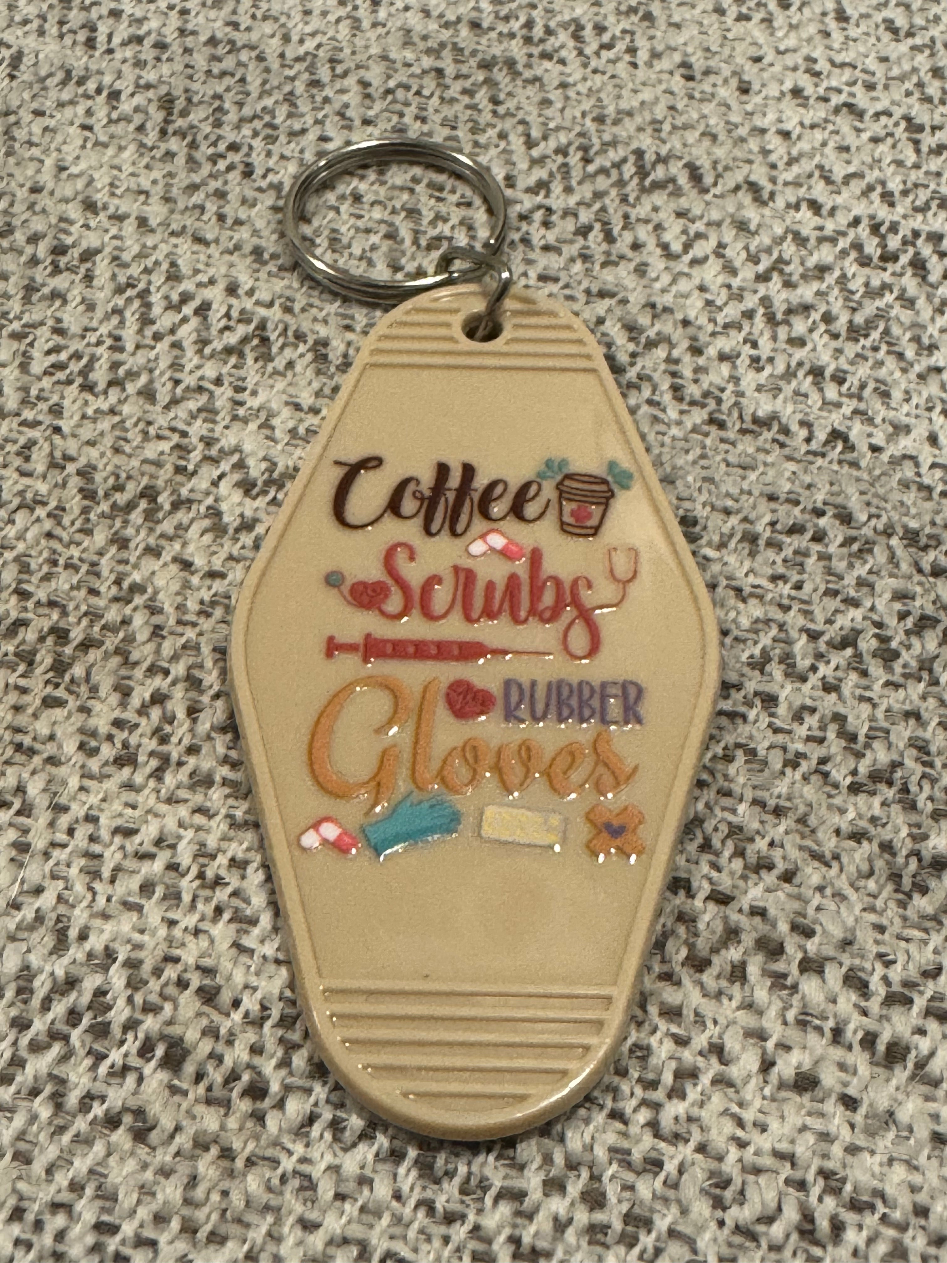 Coffee Scrubs & Rubber Gloves Keychains