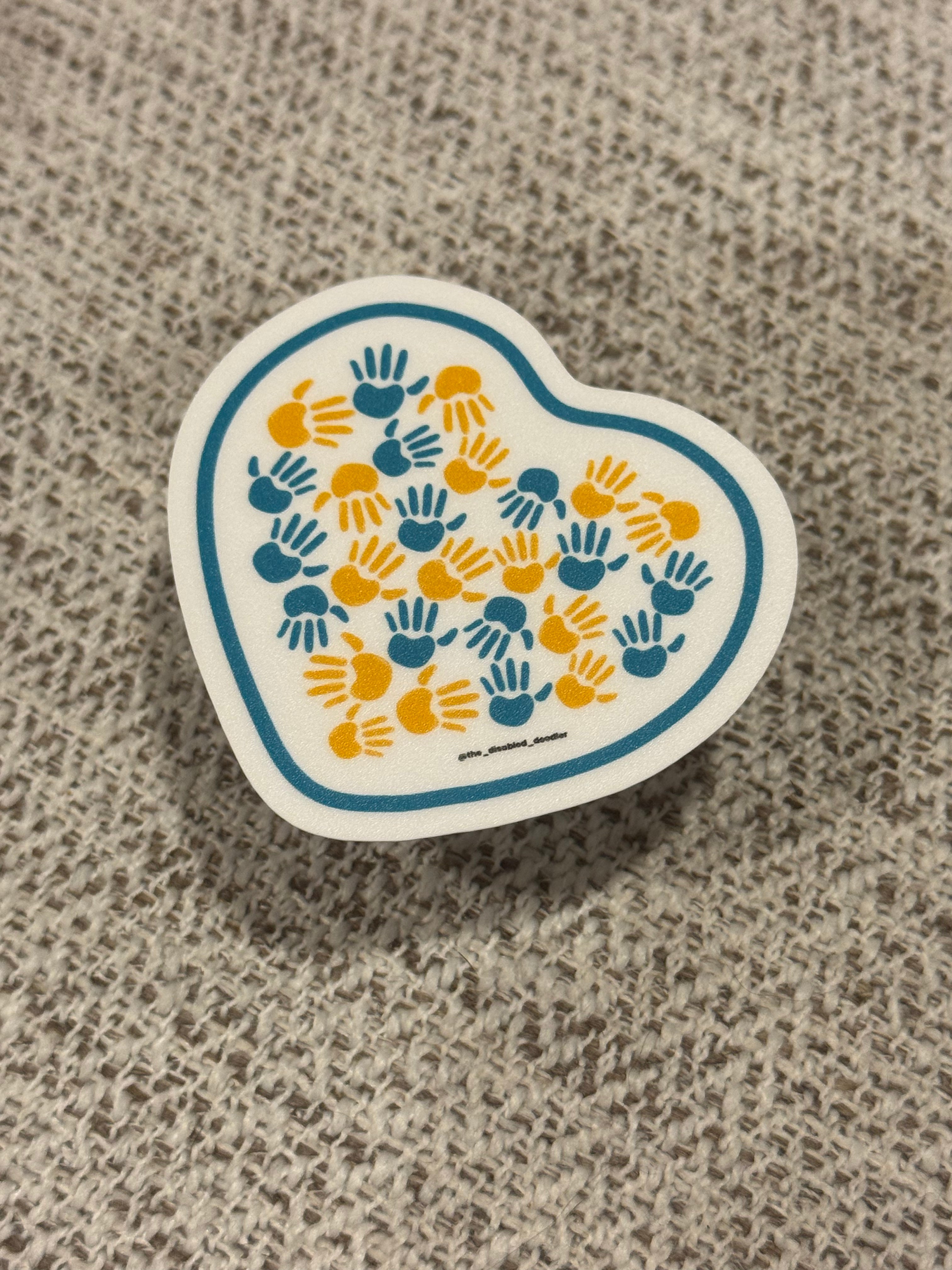 Down Syndrome Hands Heart Sticker